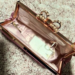 New Ted Baker pink satin clutch with tags.